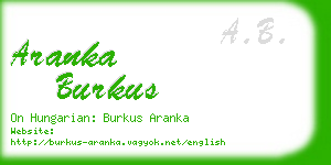 aranka burkus business card